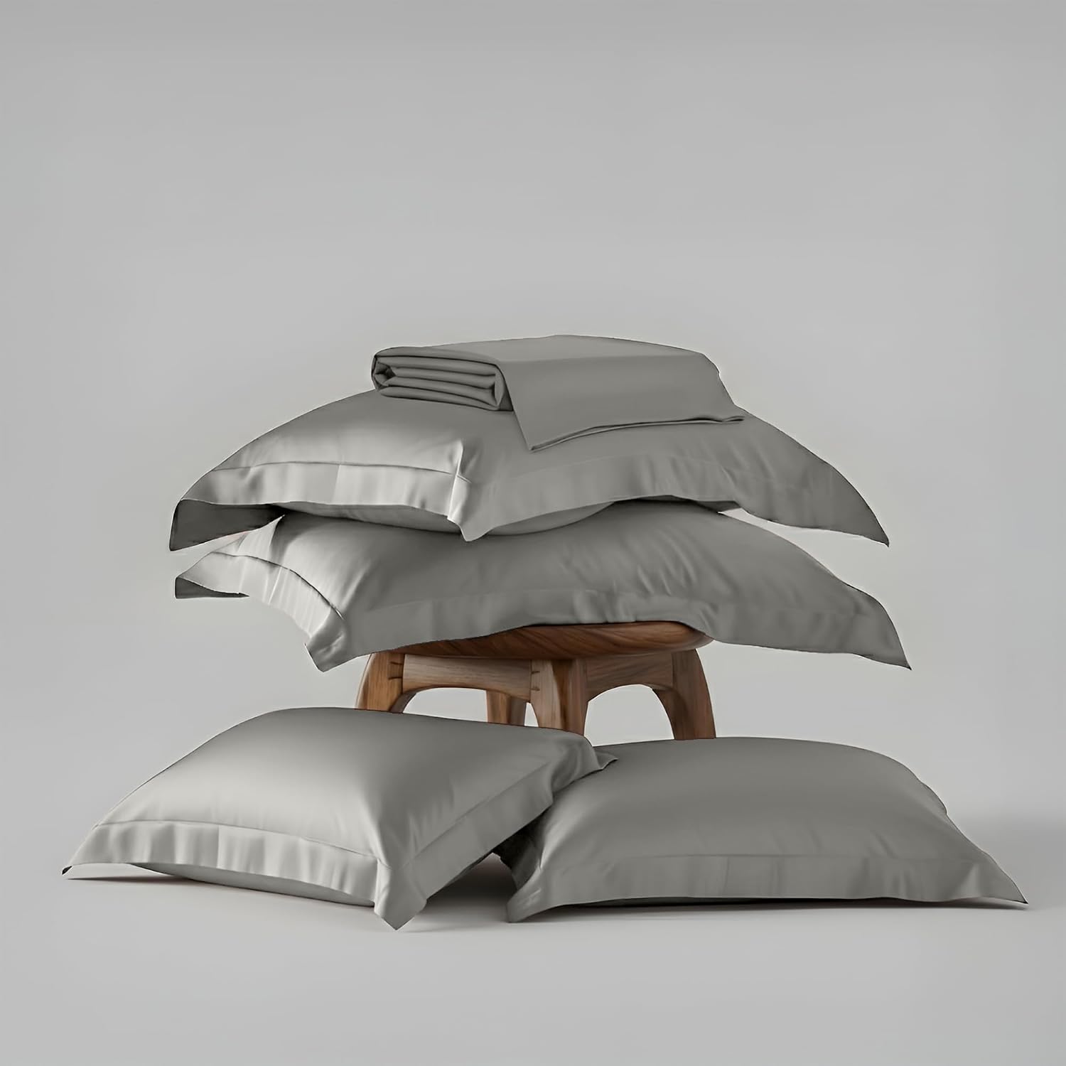 Bedding Set 1 Bedsheet King Size With 4 Pillow Cover - 108 X 108 Inches, Mist Grey | Wedding, Bedroom, Date Night Collection | 300 Thread Count