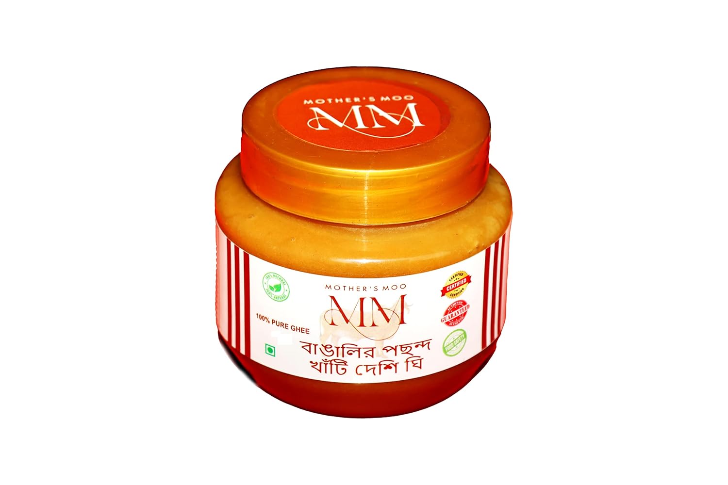 Natural Desi Cow Ghee By Mothers Moo | Good Source Of Energy Healthy & Nutrients Desi Cow Ghee | (100ml) 3.3 Ounce | Jar Pack