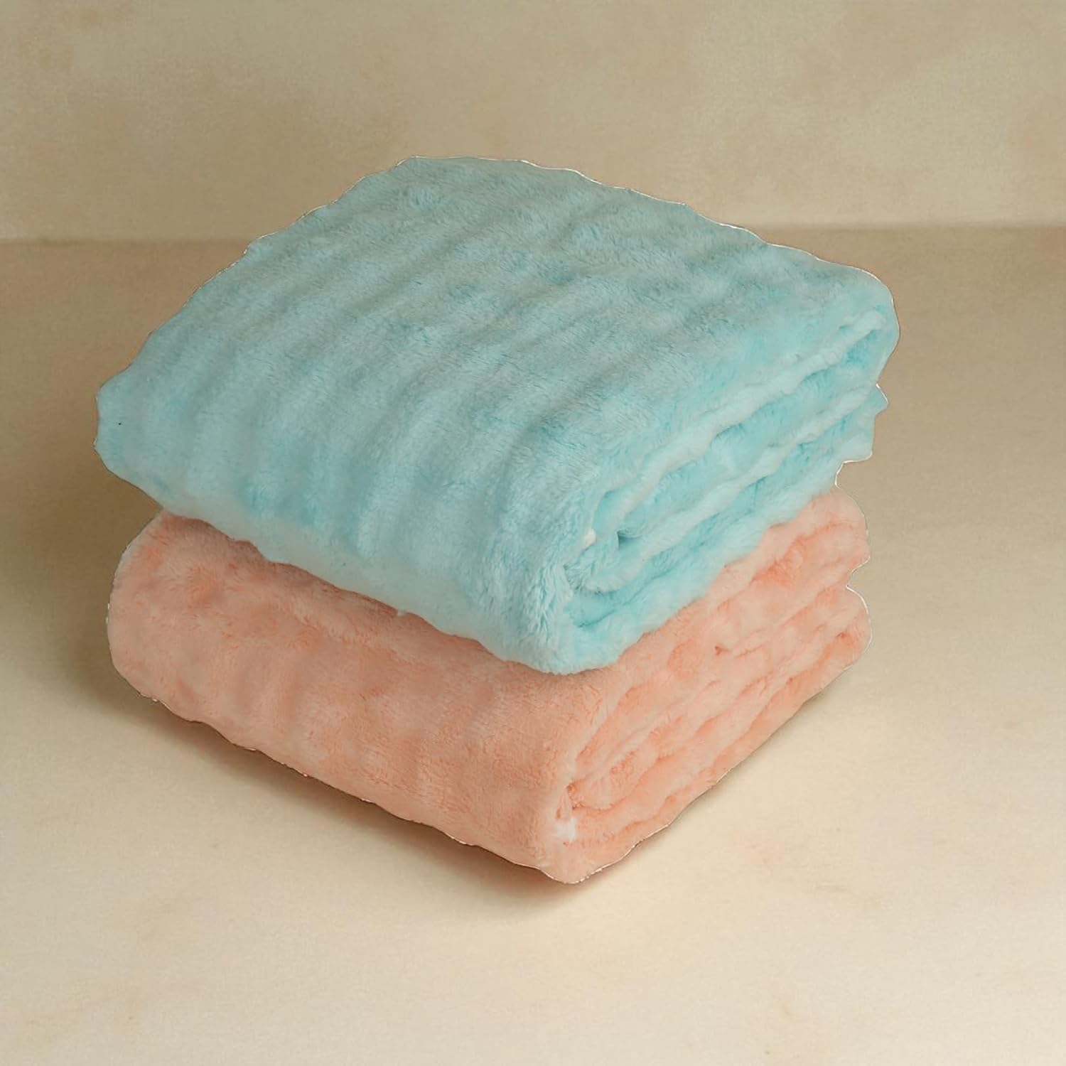 Hanker Bubble Luxury Feather Feel Bath Towel 400gsm | Instant Dry Fabric, Ultra-Soft & Plush Full Large Size Skin Friendly Fabric (Blue & Orange)- Pack Of 2