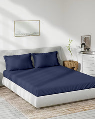 Bamboo Elastic Fitted Bedsheet With 2 Pillow Cover - 48 X 78 Inches, Mediterranean Blue | Soft, Breathable & Eco-Friendly | Perfect Gifting Festival, Housewarming, Anniversaries