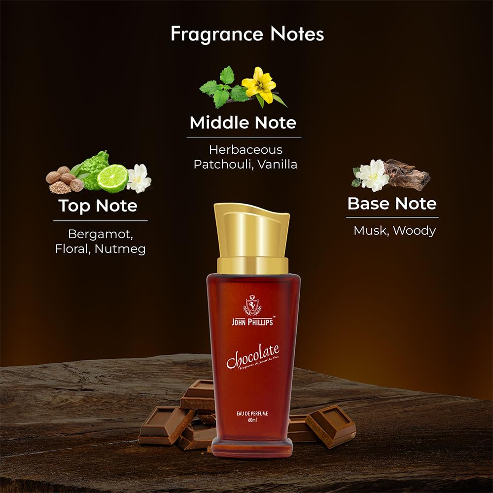 John Phillips Chocolate + London In Style + Manget Eau De Parfum 60ml 2 Fl.oz. Each Pack Of 3 | Long Lasting Fragrance For Unisex