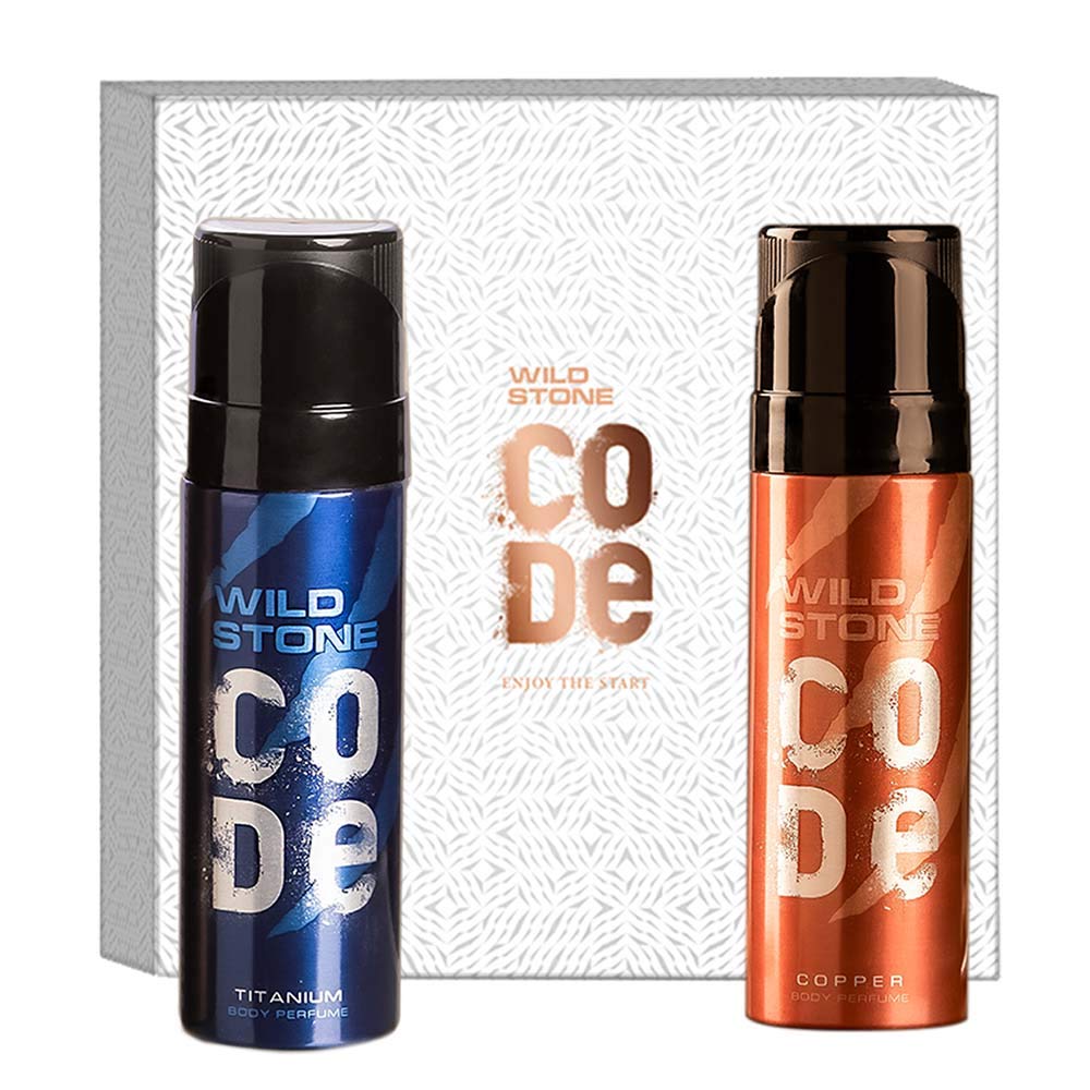 Wild Stone Code Copper & Titanium Body Men Perfume 240ml 8.1 Fl.oz. Pack Of 2 | Best Suited For All Seasons | Long Lasting