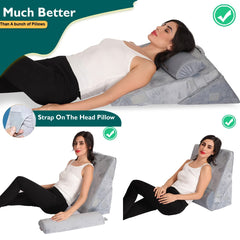 Memory Foam Orthopedic Bed Wedge Pillow, Head Rest, Adjustable Wedge Cushion, Grey | Pregnancy Pillow For Sleeping, Acid Reflux, Heartburn, Gerd, Leg Support Pillow, Back Support