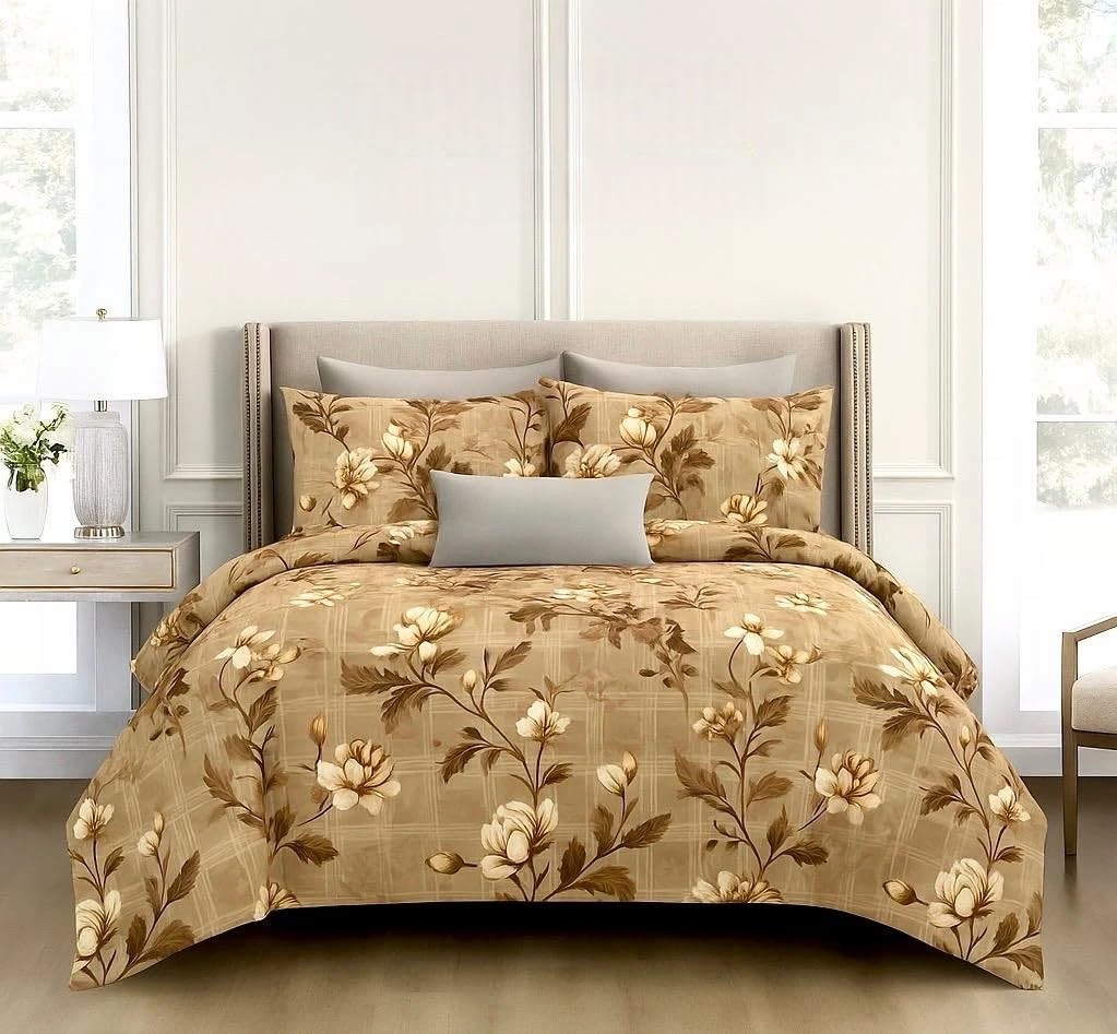 Queen Size Printed Double Bedsheet With 2 Pillow Covers For Home | 90 X 100 Inches, Brown - Beautiful Bedsheet Set | Perfect For Gifting Wedding, Anniversary