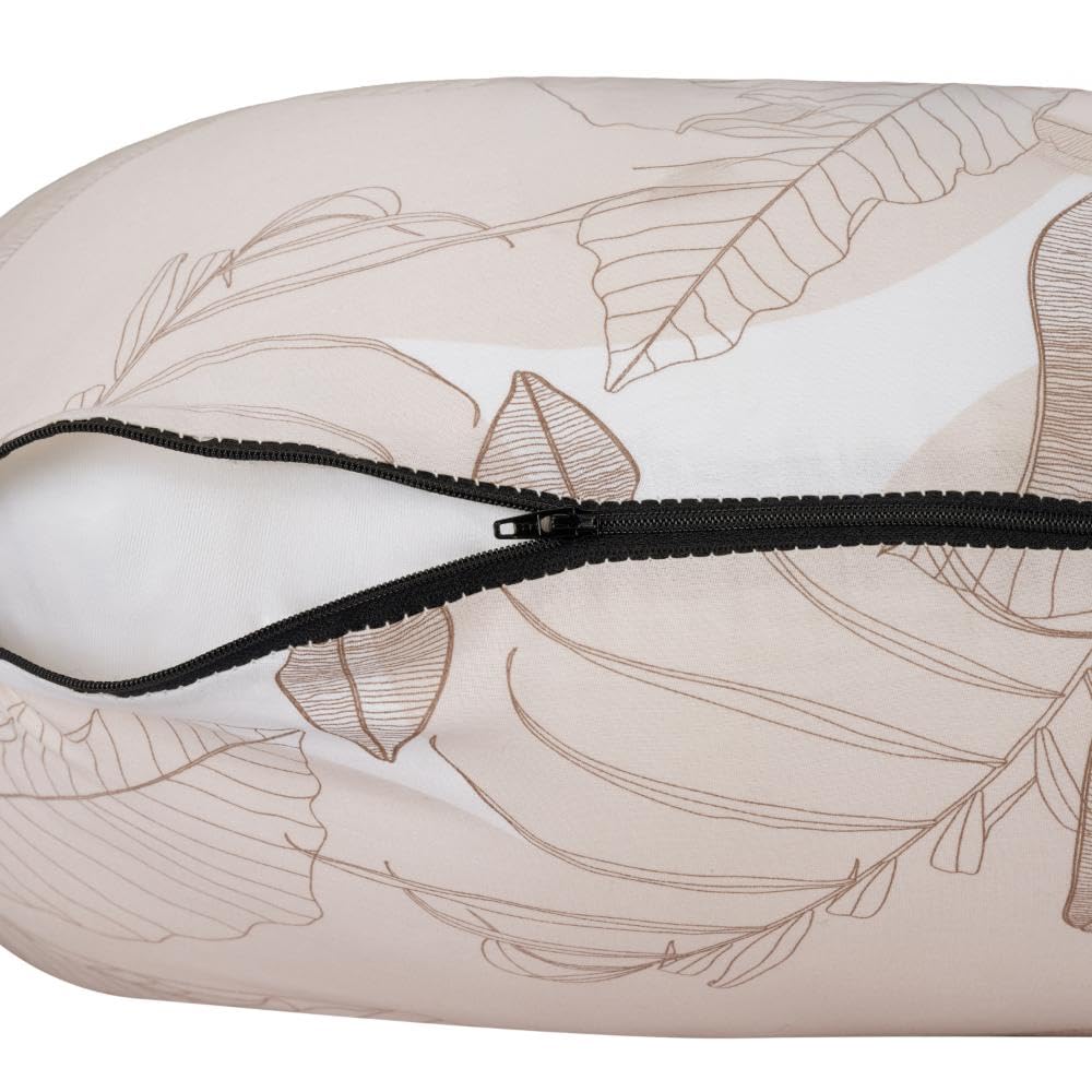 Pregnancy Pillow, J Shaped Pillow, Maternity Pillow For Sleeping - Light Brown | Mekko Printed, 100% Cotton Pillow For Pregnant Mothers With Breathable & No Heat Fabric - Full Body Support
