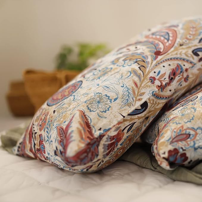Printed Cotton Flat Bedsheet Single Bed With 1 Pillow Covers - 60 X 90 Inches, Multicolor | Stylish & Traditional Bedsheet - Ideal For Home, Hotels, & Guest Rooms Bedding Set