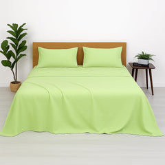King Size Microfiber Bedsheet With 2 Pillow Covers - 102 X 108 Inches, Light Green | Ultra-Soft & Wrinkle-Free | Luxury Hotel Look