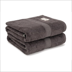 Bathriene 100% Bamboo Large Size Bath Towel 1200 Gsm | Luxury Bath Towel Highly Absorbent, Ultra Soft & Anti Microbial (Midnight Grey) - Pack Of 2