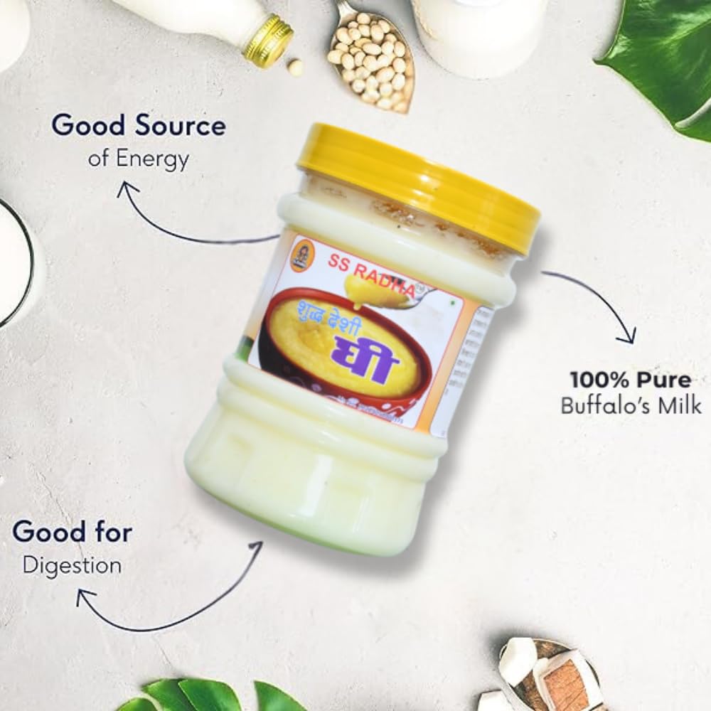 100% Natural Shudh Desi Ghee By Ss Radha | Naturally Rich Taste & Aroma Desi Pure Cow Ghee Perfect For Overall Health | (400ml) 13.5 Ounce | Jar Pack