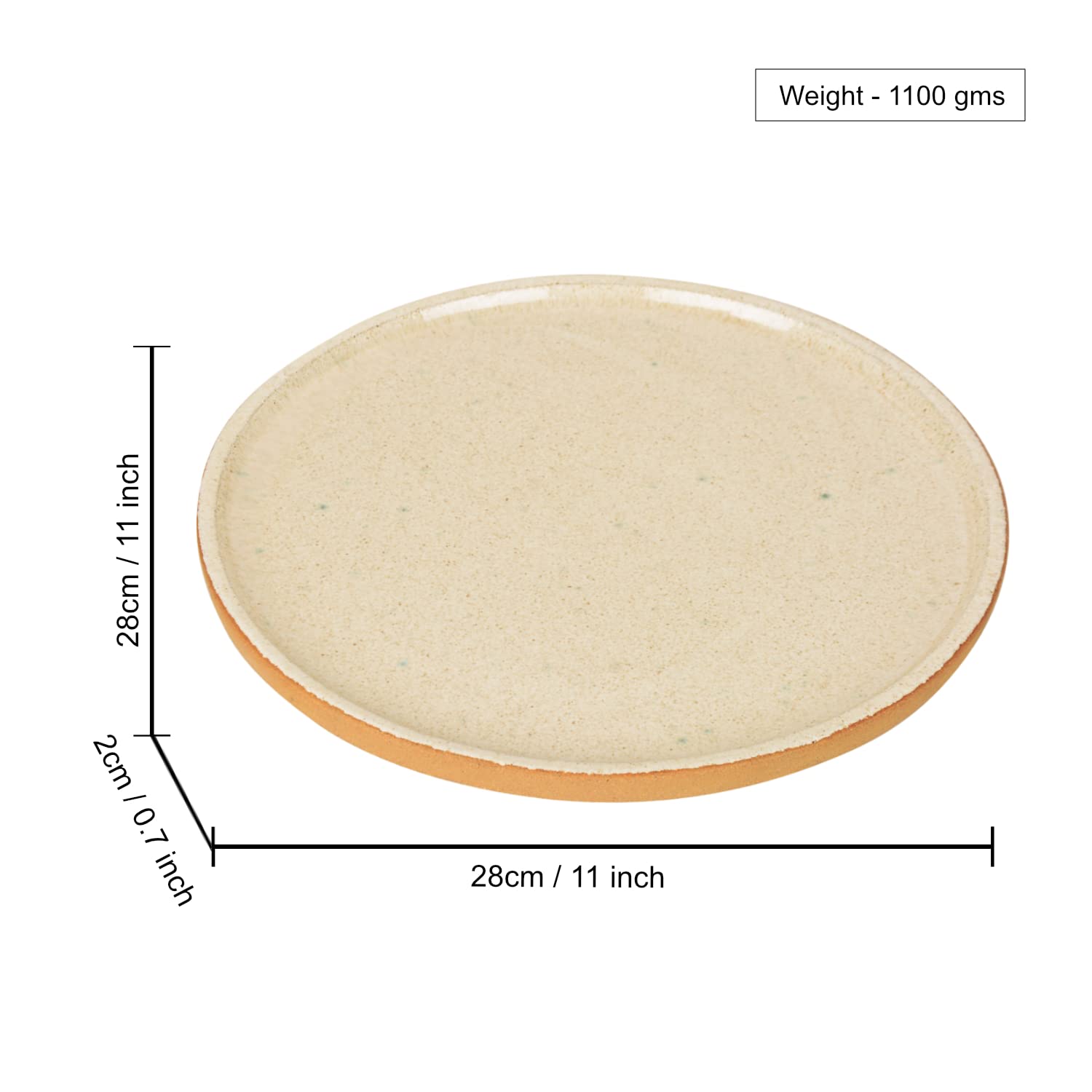 Luxurious Speckled Ceramic Pizza Plate - 11 Inches, Ivory | Pizza Serving Platter - Handmade & Hand Glazed Platter