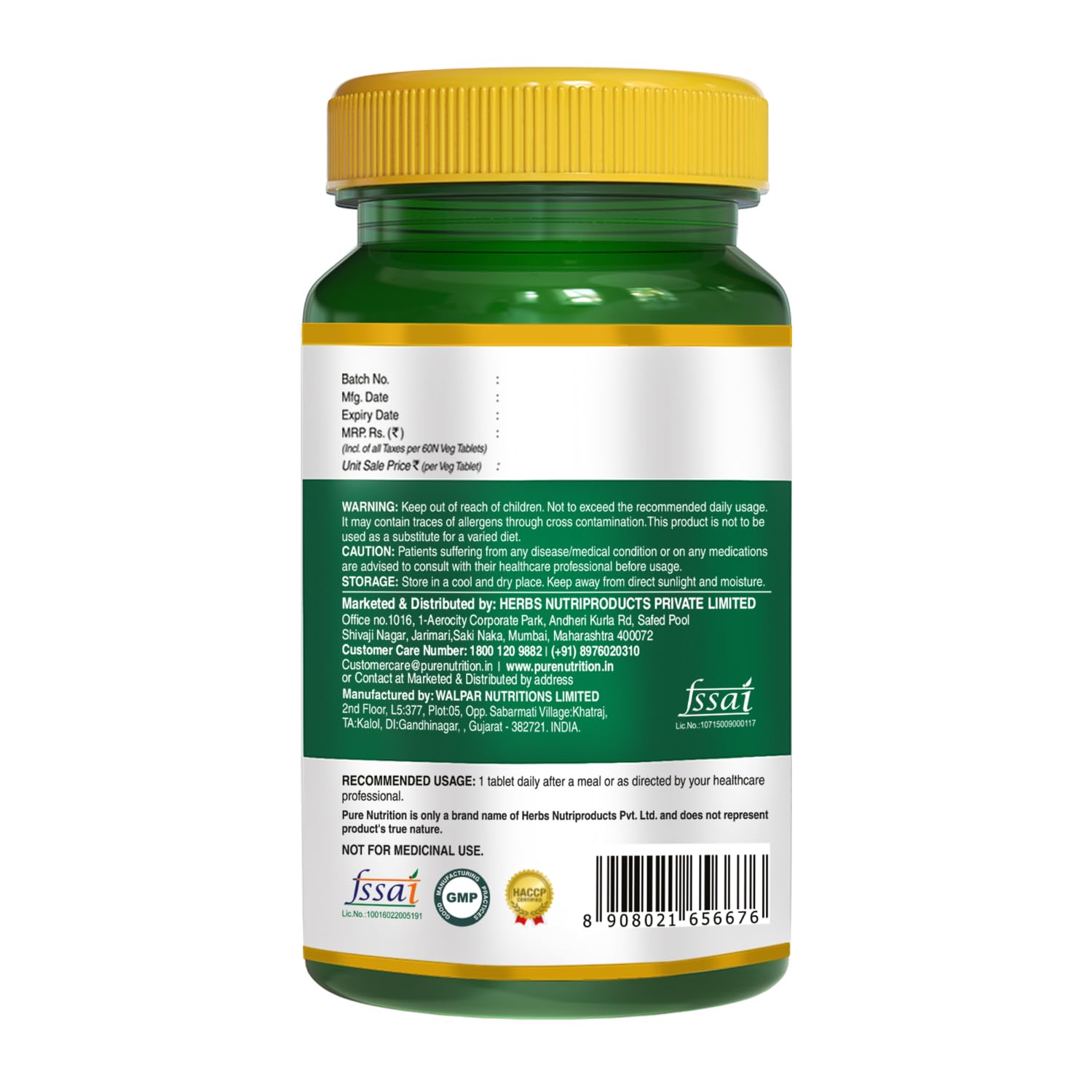 Pure Nutrition Vitamin B12 , Active Form Of Methylcobalamin | For Men & Women , Helps Boost Immunity & Energy , Promotes Brain & Nerve Health | 60 Veg Tablets , 100gm 0.2lbs