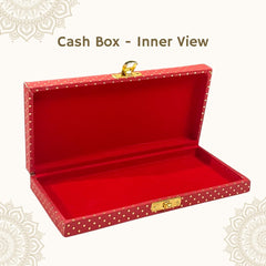 Decorative Shagun Cash Gift Box For Money Gaddi, Jewellery, Gifting Sagan Wedding Occasion, Dot Pattern, Leatherette Finish Rectangle Shape, Colour - Red