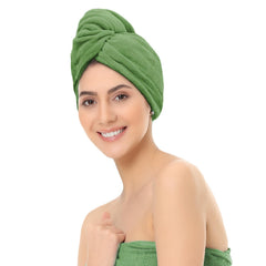 Sassoon Venir Microfiber Hair Wrap Towel 450 Gsm | For Women With Smooth Texture Super Absorbent Quick Dry Hair Turban (Green)