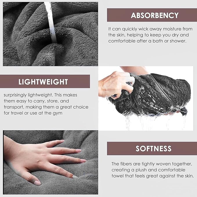 Comforic Microfiber Large Size Bath Towel 450 Gsm | Ultra Soft, Absorbent, Lightweight, Quick Dry Bath Towel | Pack Of 1 (Grey)