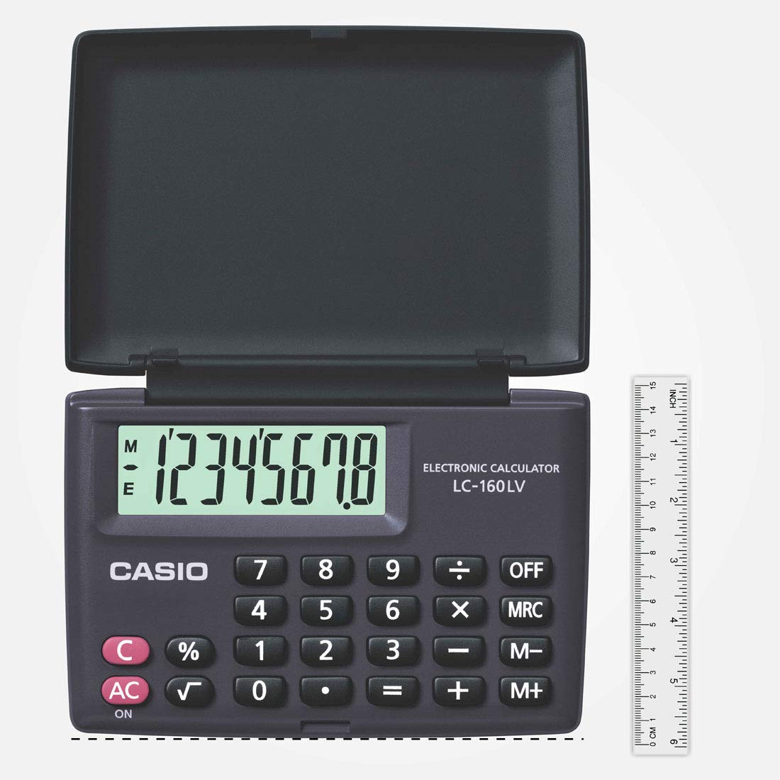 Casio Lc-160lv-bk Portable Calculator With Flap Cover | 8 Digit Display, Dedicated Off Key | 3 Years Warranty Manufacturer