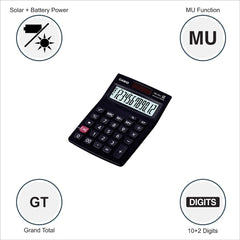 Casio Mz-12sa Desktop Calculator With Square Root And Gt Key | 3 Years Warranty Manufacturer | 12 Digits, 2-way Powered