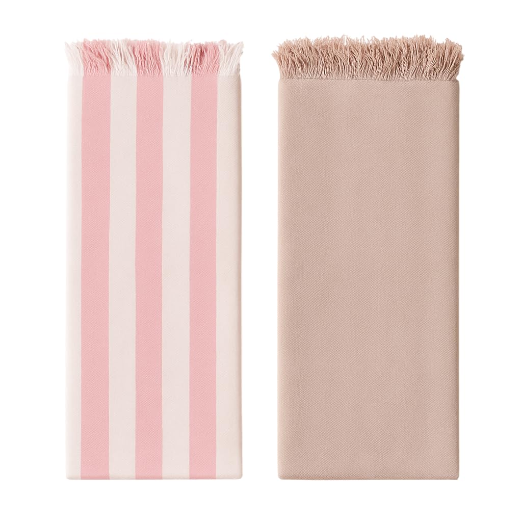 Ehlor Premium Bamboo Towel | Ultra-Light & Quick Dry | Antibacterial & Odor-Free | Eco-Friendly Bath Towel For Travel, Gym & Daily Use | Pink Stripes & Brown (Pack Of 2)