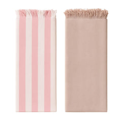 Ehlor Premium Bamboo Towel | Ultra-Light & Quick Dry | Antibacterial & Odor-Free | Eco-Friendly Bath Towel For Travel, Gym & Daily Use | Pink Stripes & Brown (Pack Of 2)
