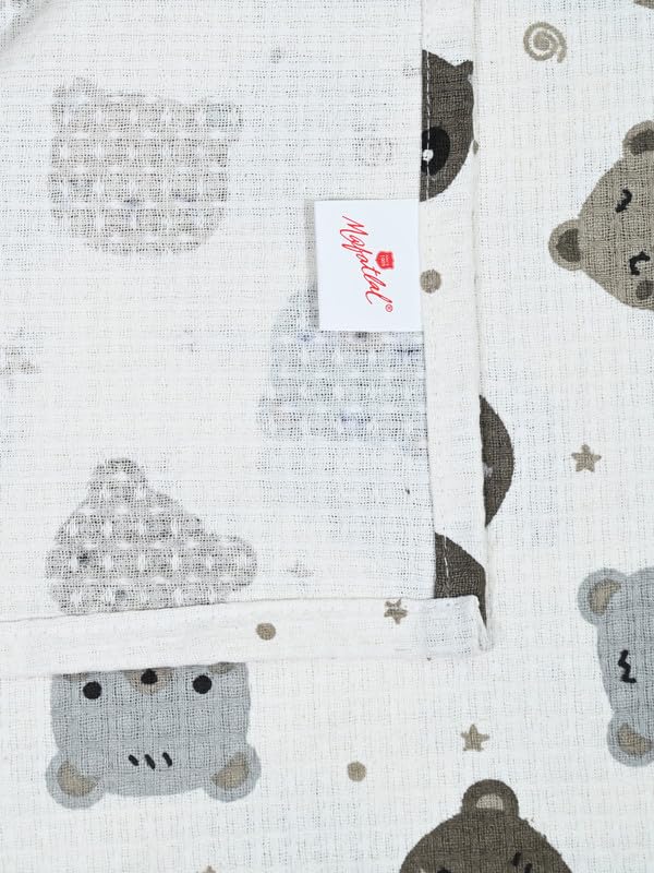 Mafatlal Coo Coo 100% Cotton Kids Bath Towel 250 Gsm | Soft, Lightweight & Quick-Dry Fun Cartoon Print Towel (Grey) - 1 Pcs