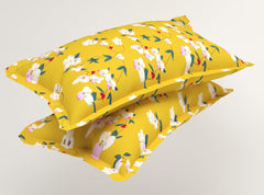 Microfiber Double Bed Bedsheets With 2 Matching Pillow Covers | 88 X 90 Inches, Yellow & White - Summer Breathable & Wrinkle Free | Ideal For House-Bedroom, Guest Room Bedsheet