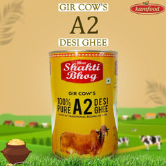 100% Pure A2 Gir Desi Ghee By Shree Shakti Bhog | High In Vitamins A, D & Healthy Desi Cow Ghee Good For Cooking | (1 Litre) 33.8 Ounce | Tin Pack