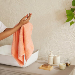 Livspace Paleto Collection Hand Towel 400 Gsm | 100% Cotton, Solid Dyed, Hand Towel Super Soft Absorbent (Peach Fuzz) Set Of 2