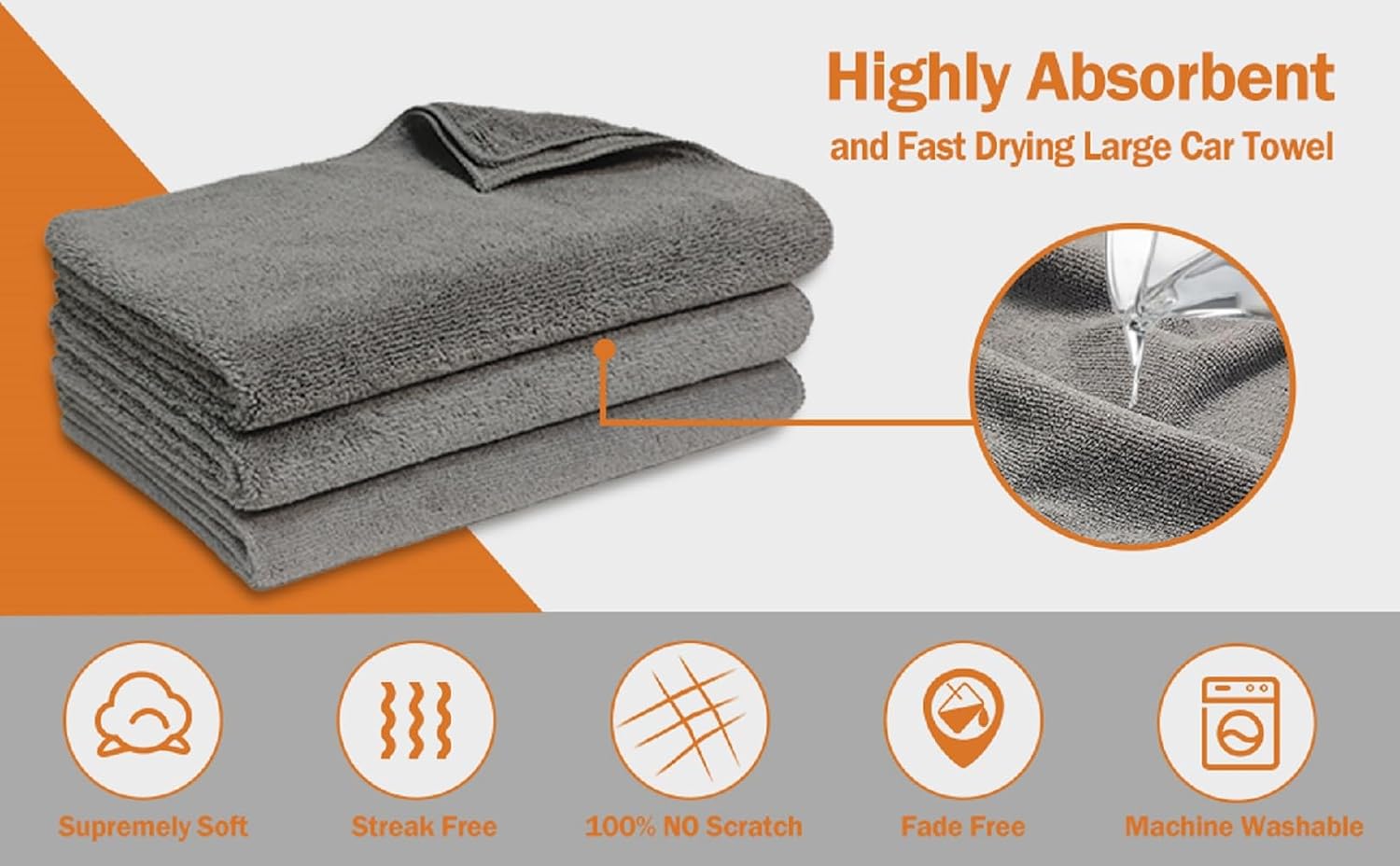 Auto Hub Microfiber Cloth 600 Gsm | Ultra Soft- Edgless & Dual Sided Microfiber Cloth Lint & Streakfree Car Cleaning Cloth - Grey (Pack Of 4)