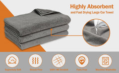 Auto Hub Microfiber Cloth 600 Gsm | Ultra Soft- Edgless & Dual Sided Microfiber Cloth Lint & Streakfree Car Cleaning Cloth - Grey (Pack Of 4)