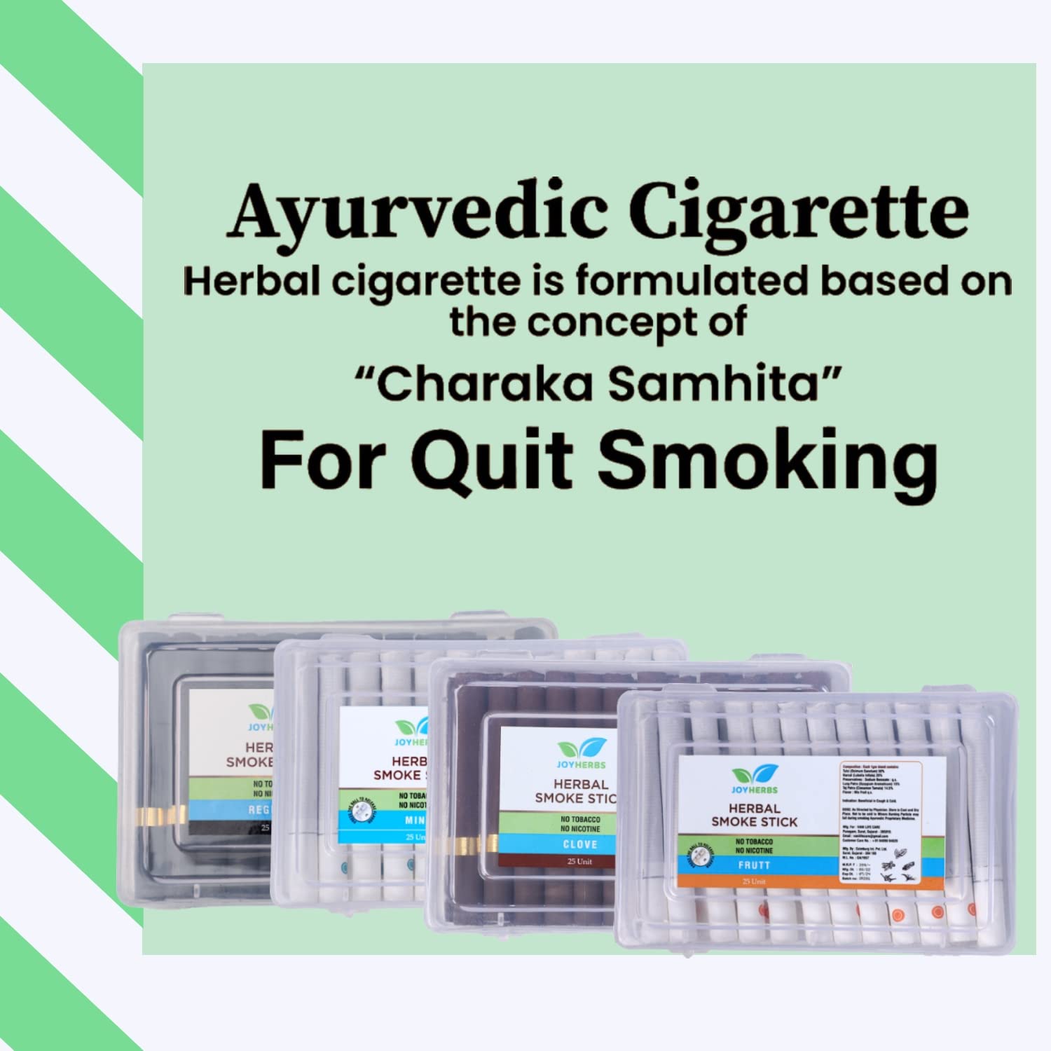Ayurvedic Herbs Cigarette, Regular Herbal Flavour Pack Of 25 Sticks Of King Size | Cigarette Alternatives - Herbal Cigarettes No Tobacco & Non Nicotine