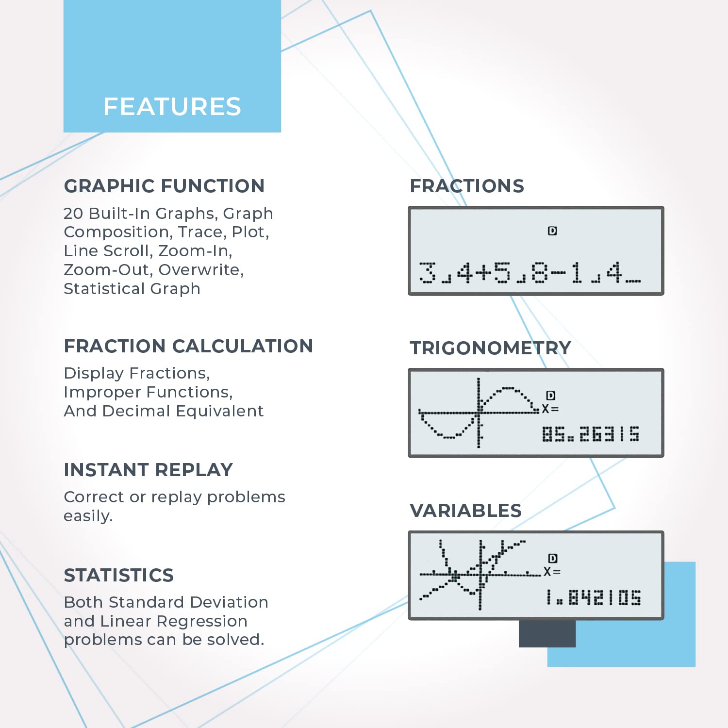 Scientific Calculator With Graphic Functions - Multiple Modes With Intuitive Interface - Perfect For Students Of Beginner & Advanced Courses, High School Or College