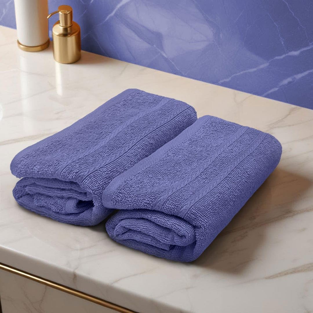 Troveo Super Soft Cotton Hand Towels 400 Gsm | Super Absorbent Multipurpose Hand Towel For Home Gym Workout Traveling Running & Kitchen (Midnight Blue) - Pack Of 2