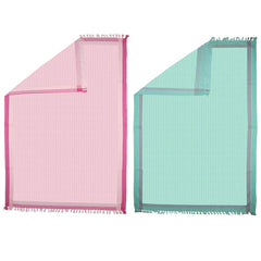 Athom Trendz Living Light Weight Cotton Premium Waffle Border Bath Towel 480 Gsm | Pack Of 2 (Multi10)