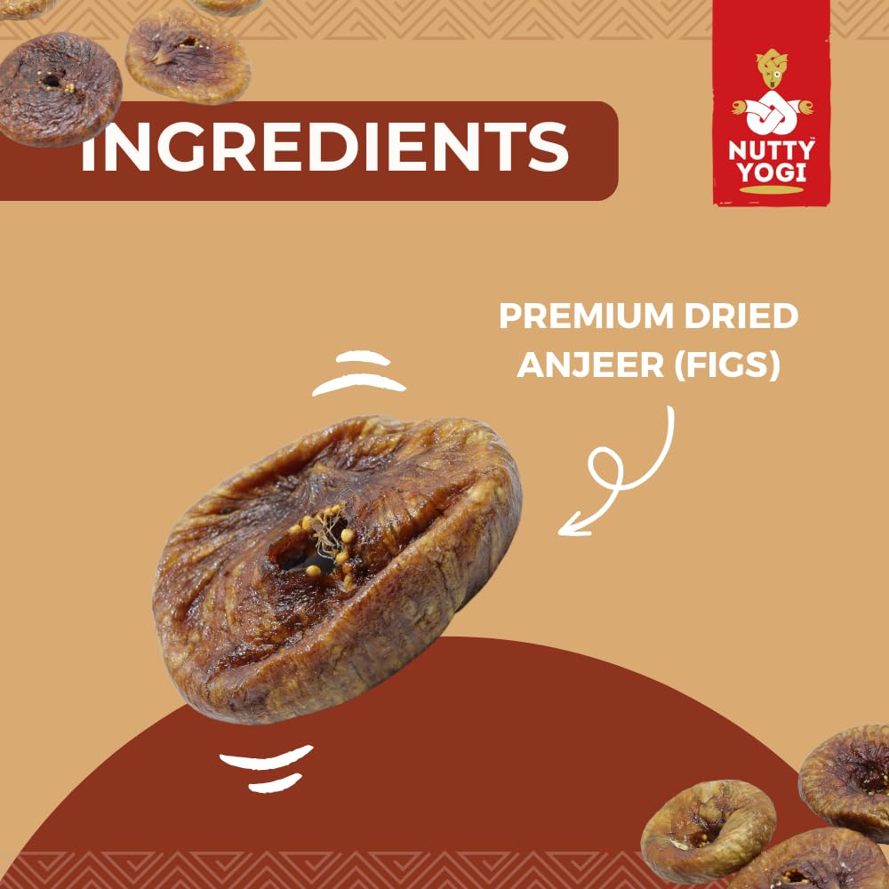 Natural Premium Dried Afghani Anjeer Dried Figs By Nutty Yogi 400gm, | Rich Source Of Fibre Calcium & Iron | Low In Calories Fat Free Anjeer Jar Pack | 14.1 Ounce
