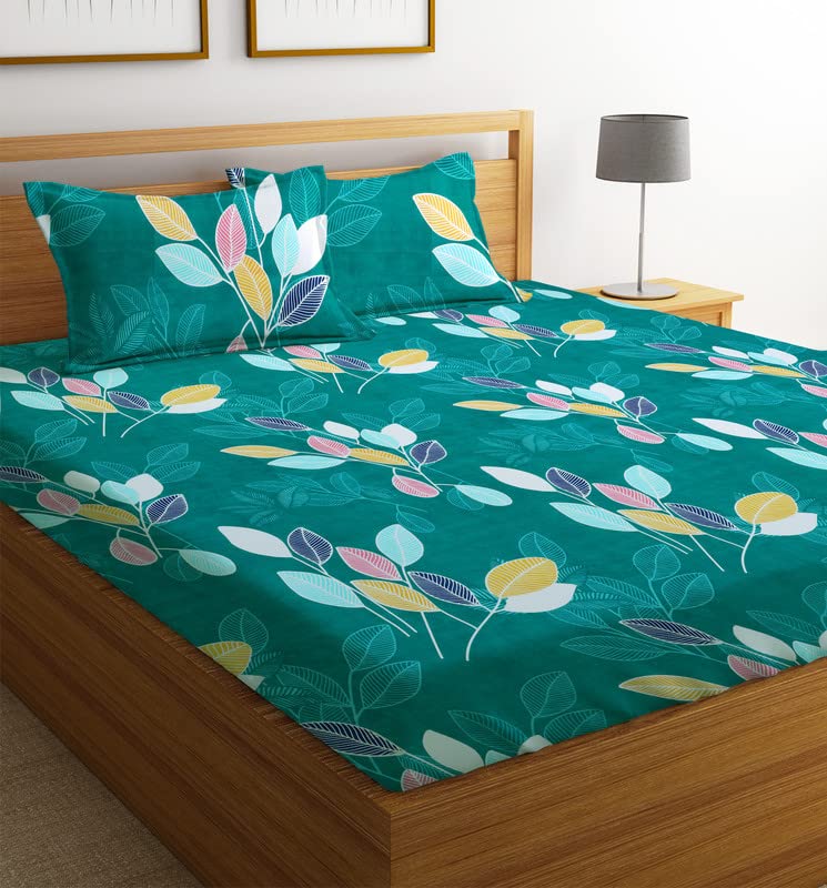 Pure Microfiber Double Bedsheet With 2 King Size Pillow Covers | 90 X 90 Inches, Dark Green | Cotton Breathable Super Soft Wrinkle Free Bedsheet