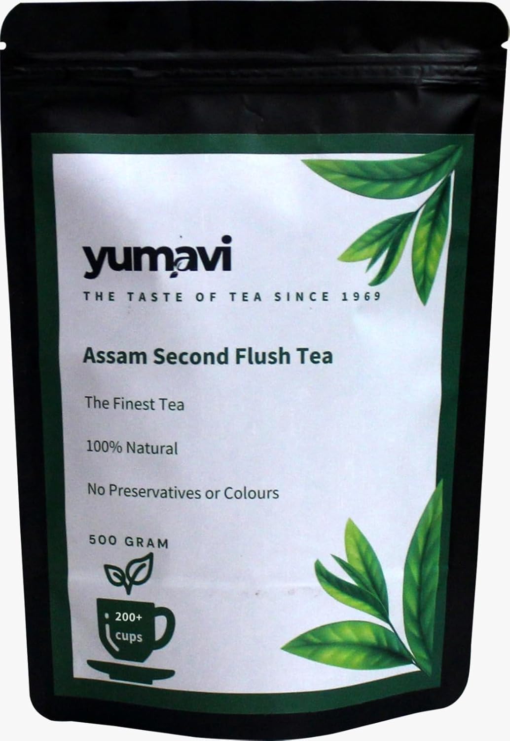 Yumavi Assam Second Flush CTC Tea With Long Leaves - 500gm, 17.6 Ounce, 200+ Cups | Aromatic & Refreshing Kadak Chai - No Preservatives Or Colors, Medium Caffeine