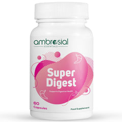 Ambrosial Super Digest With Betaine Hcl Pepsin, Ox - Bile, Pancreatin & L- Glutamic Acid | Digestive Enzyme Supplements To Support Optimal Digestion & Gut Health | 60 Capsules, 100gm 0.2lbs