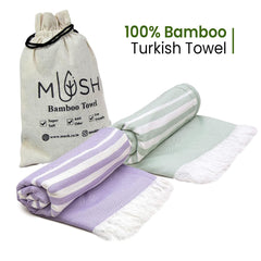 Mush 100% Bamboo Large Bath Towel 280 Gsm | Ultra Soft, Absorbent, Light Weight, & Quick Dry Towel For Bath, Travel, Gym, Beach, Pool & Yoga | 250 Tc (Multicolor) - Pack Of 2