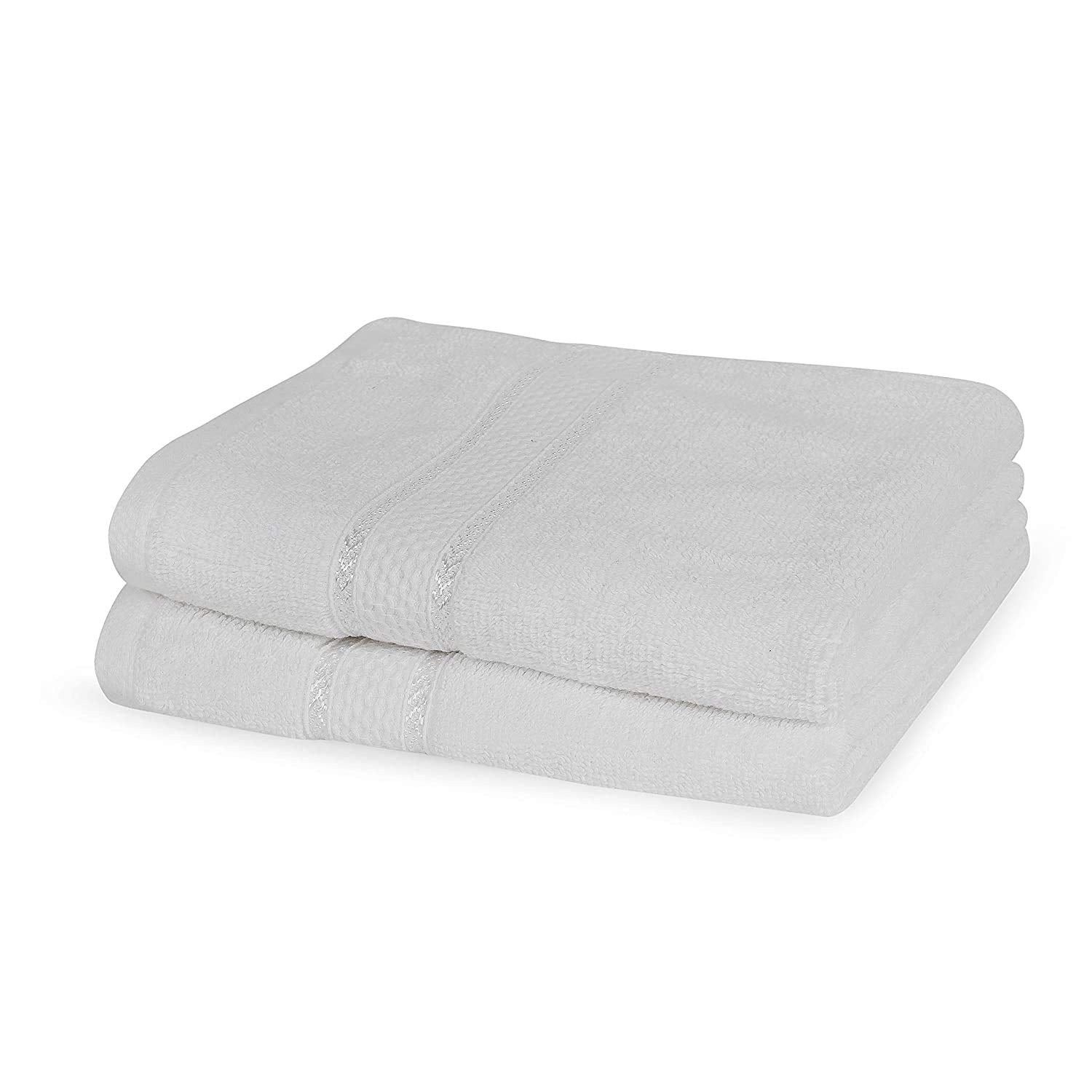 Fresh From Loom Luxury Fur Collection Hand Towel 500 Gsm Napkins Cotton High Absorbency Double Stitched Size (White) - Set Of 2