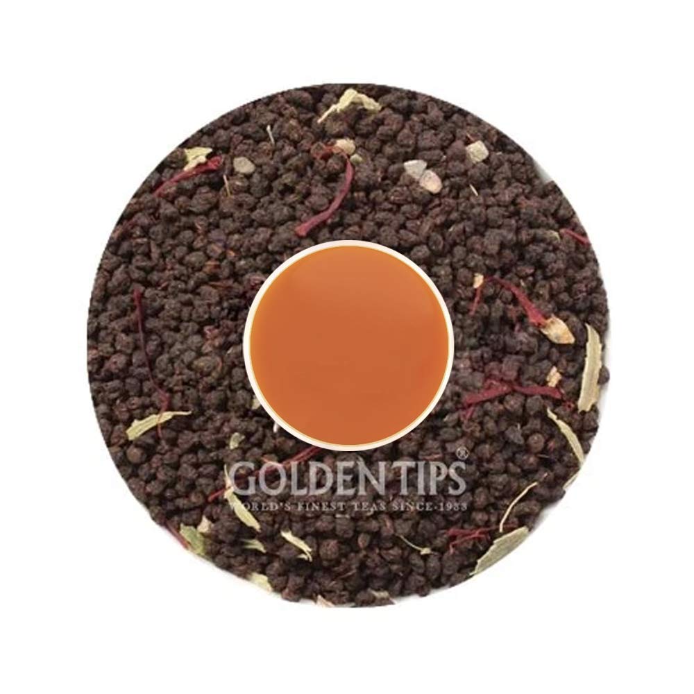 Golden Tips Saffron Cardamom Tea - 100gm, 3.5 Ounce | Exotic Robust CTC Chai - Kesar Elaichi Chai | Caffeine Free, Artificial Flavor Free