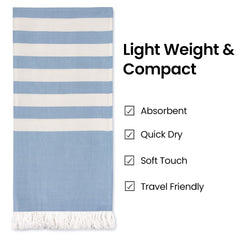 Mush Bamboo Turkish Towel 280 Gsm | 100% Bamboo Ultra Soft, Absorbent & Quick Dry Towel For Bath, Beach, Pool, Travel, Spa & Yoga (Muted Blue)