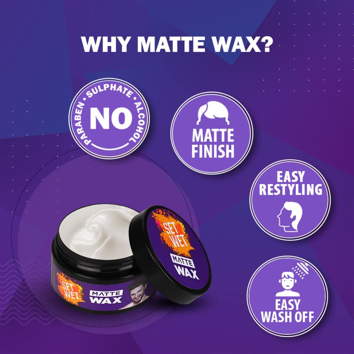 Set Wet Hair Wax Gel Wax 60gm 2.1 Oz. & Set Wet Hair Wax Matte Wax 60gm 2.1 Oz. | For Men