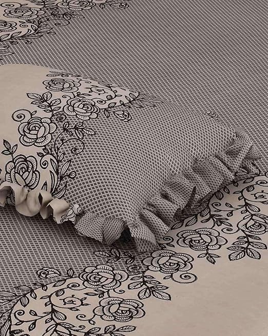 Premium Heavy King Size Bedsheet With 2 Frill Pillow Covers | 72 X 78 Inches, Brown | Double Bed, All-Around Elastic Fitted | Luxurious Comfort & Durability