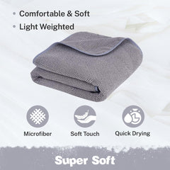 Fezora Microfiber Contler Bath Towels 320 Gsm | Large Size Bath Towel Soft & Absorbent Bath Towel For Men & Women (Grey)