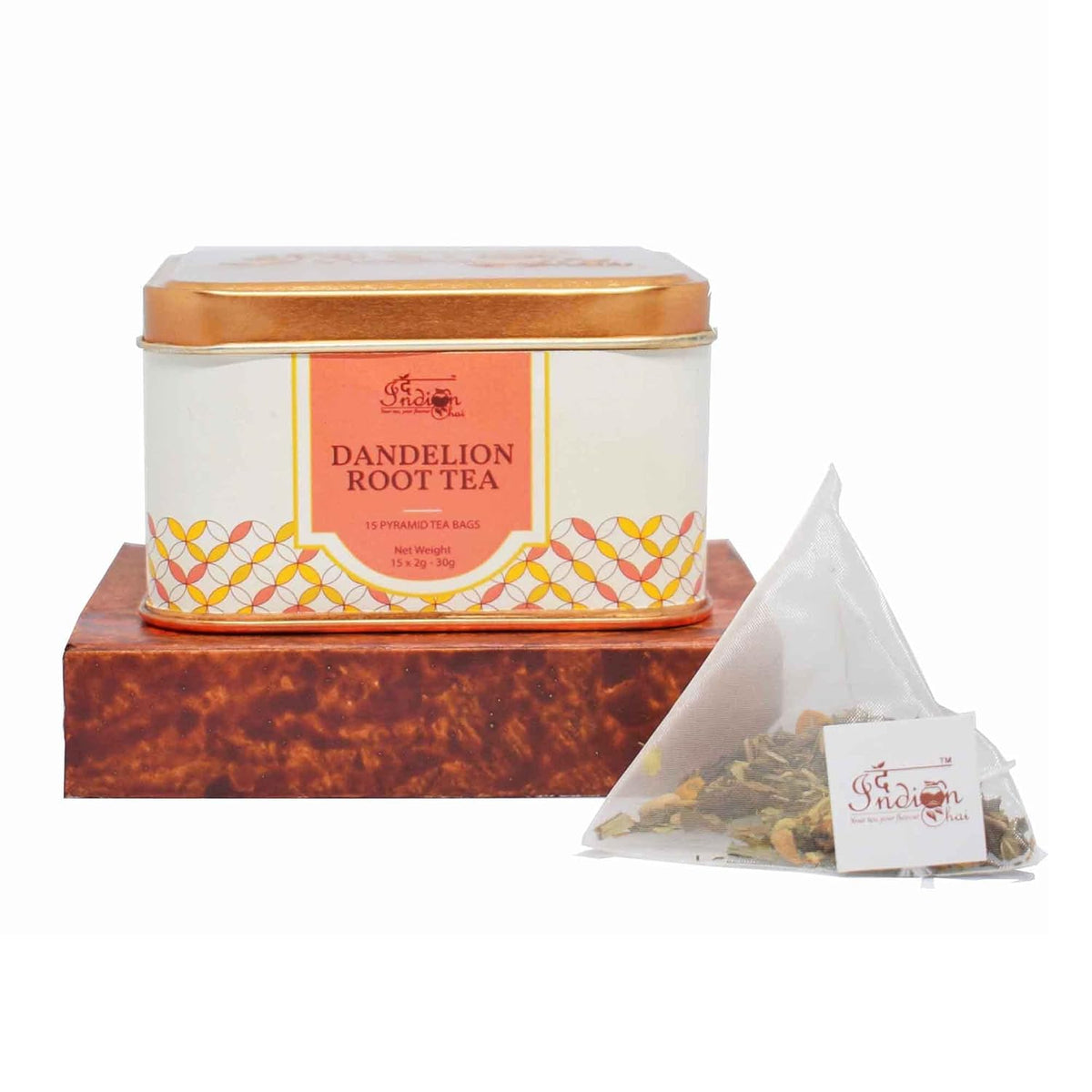 The Indian Chai Dandelion Root Tea - 15 Pyramid Tea Bags | Improves Kidney Function & Digestive Health - Caffeine Free, Gluten Free