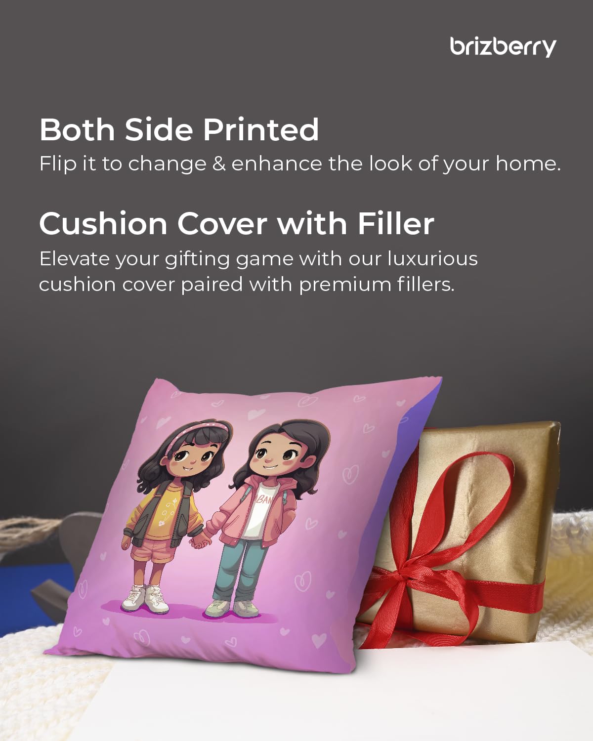 Pillow Cushion For Best Sister, Premium Pillow, Purple - 16 Inch | Unique Thoughtful Cute Birthday Diwali Pillow Gift For Best Sister | Premium Filler Cushion, Dual-Sided Design - Design 21