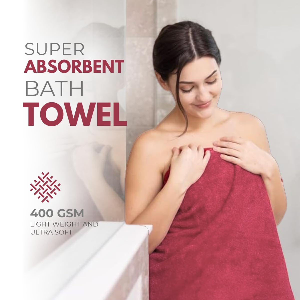 Black Gold The Finer Touch Microfiber Bath Towels 500 Gsm | Super Absorbent, Lightweight, Ultra-Soft, Fade Resistant (Dark Pink)
