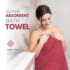 Black Gold The Finer Touch Microfiber Bath Towels 1000 Gsm | Super Absorbent, Lightweight, Ultra-Soft, Fade Resistant (Dark Pink) - Pack Of 2