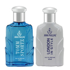 John Phillips London In Style & Tomm Sportz Eau De Perfumes 60ml 2 Fl.oz. Each Pack Of 2 For Men & Women