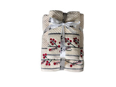 Senses By Riba All Cotton 550 Gsm Embroidered Bath Towel Set - Pack Of 4 (Style 14)