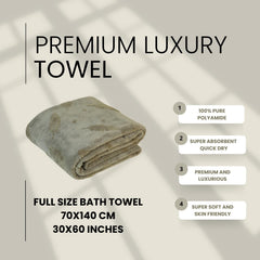 Hanker Ultra Luxury Bath Towel 500 Gsm | Super Soft On Skin, Luxurious Fabric, Pure Polyamide (Gray Bliss Feather Pattern)